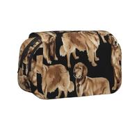 MDATT Astuccio per matite con stampa Golden Retrievers per adulti, custodia resistente per il trasporto della penna, Nero , Taglia unica, Organizer per borse