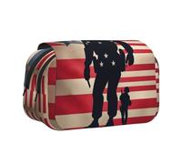 MDATT Astuccio per matite con stampa patriottica dei soldati militari americani, per adulti, custodia resistente per il trasporto della penna, Nero , Taglia unica, Organizer per borse