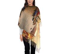 MDATT Bella Venezia Canal View Donne Tradizionale Sciarpa Avvolgere Nappa Scialle Frange Collo Testa Scialle Retro Sciarpa Stampa Scialle, Nero , Taglia unica