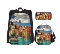 MDATT Bellissimo zaino Italia con portapranzo e astuccio da 7,6 cm, zaini Kawaii con borsa per il pranzo abbinata combinata