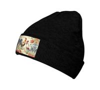 MDATT Berretto con gallo e pollo per uomo donna cappelli invernali per donna uomo morbido caldo unisex con risvolto berretto lavorato a maglia, Nero , Taglia unica