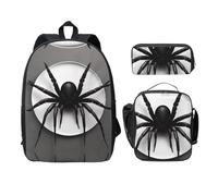 MDATT Black Spider Zaino versatile con borsa per il pranzo e astuccio, attrezzatura da viaggio leggera per tutti i giorni, Nero , Taglia unica, Organizer per borse