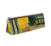 MDATT Cafe Terrace at Night - Astuccio multifunzione in pelle con grande Storagecapacity, design classico triangolare, bianco, Taglia unica, Astuccio per trucchi