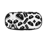 MDATT Cool Black Lipstick Lips - Astuccio grande per matite con cerniera, astuccio portatile per adulti, Nero , Taglia unica, Organizer per borse
