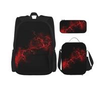 MDATT Explosion Burst - Zaino con portapranzo a forma di anime, per la scuola, per tre persone, colore: rosso e nero, Nero , Taglia unica, Set di zaini per la scuola