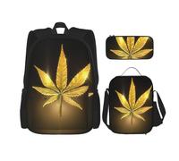 MDATT Golden Leaves Zaino con Lunch Box Anime Zaino Scuola Borsa Bookbag Zaino Set per Tre, Nero , Taglia unica, Set di zaini per la scuola