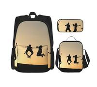 MDATT Good Day Zaino con portapranzo Anime Zaino Scuola Borsa Bookbag Zaino Set per Tre, Nero , Taglia unica, Set di zaini per la scuola