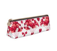 MDATT Happy Valentine's Day Astuccio multifunzione in pelle con grande Storagecapacity classico design triangolare, bianco, Taglia unica, Astuccio per trucchi