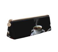 MDATT Hot Coffee with Coffee Bean - Astuccio multifunzione in pelle con grande design triangolare, bianco, Taglia unica, Astuccio per trucchi