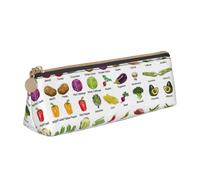 MDATT Introduzione di varie verdure multifunzionale in pelle astuccio con grande Storagecapacity classico design triangolare, bianco, Taglia unica, Astuccio per trucchi