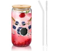 MDATT Jazz Drum - Bicchieri con coperchio e cannucce, 470 ml, carini bicchieri da acqua per succhi, birra, caffè, tè