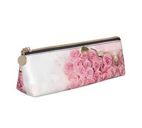 MDATT Pink Rose 3 Astuccio multifunzione in pelle con grande Storagecapacity classico design triangolare, bianco, Taglia unica, Astuccio per trucchi