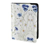 MDATT Portafoglio per passaporto da viaggio in pelle bovina con stampa floreale disegnato a mano per donne uomini organizer per documenti porta passaporti per viaggi, Nero , Taglia unica