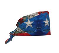 MDATT Puerto Rico Wallpaper Flag 1 Uomini Donne Cap Cappello da Lavoro Taglia Unica Regolabile Tie Back Cap con Fascia per il sudore, Cappello da Lavoro Traspirante, Nero , Taglia unica