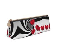 MDATT Red Flower Vortex - Astuccio multifunzione in pelle con motivo a spirale, design classico triangolare, bianco, Taglia unica, Astuccio per trucchi