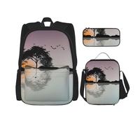 MDATT Reflection - Zaino con chitarra e portapranzo, motivo anime, per la scuola, set per tre, Nero , Taglia unica, Set di zaini per la scuola