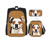 MDATT Simpatico zaino con cane da fattoria con portapranzo e astuccio da 7,6 cm, zaino Kawaii con borsa per il pranzo abbinata