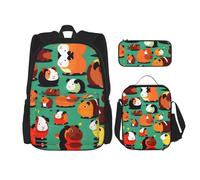MDATT Simpatico zaino con porcellino d'India con portapranzo e astuccio da 7,6 cm, zaino Kawaii con borsa per il pranzo abbinata