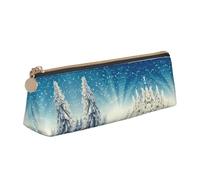 MDATT Snow Wonderland - Astuccio multifunzione in pelle con albero di pino natalizio, design classico triangolare, bianco, Taglia unica, Astuccio per trucchi
