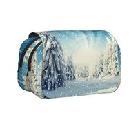 MDATT Snow Wonderland - Astuccio per matite con stampa natalizia con albero di pino per adulti, custodia resistente per il trasporto, Nero , Taglia unica, Organizer per borse