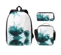 MDATT Teal Lily, zaino versatile con borsa per il pranzo, astuccio per matite, attrezzatura da viaggio leggera per tutti i giorni, Nero , Taglia unica, Organizer per borse