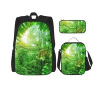 MDATT Tropical Wilderness Jungle Zaino con portapranzo Anime Zaino Scuola Bookbag Zaino Set per tre, Nero , Taglia unica, Set di zaini per la scuola