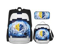 MDATT Zaini da studio con motivo artistico di hockey su ghiaccio, con portapranzo, astuccio in tela, borsa da viaggio per studenti elementari, Nero , Taglia unica, Set di zaini per la scuola