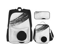 MDATT Zaino artistico con hockey su ghiaccio con portapranzo, zaino anime, borsa per la scuola, borsa per libri e zaino set per tre, Nero , Taglia unica, Set di zaini per la scuola