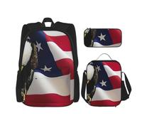 MDATT Zaino con bandiera americana Eagle Independence Day con portapranzo Anime Zaino per la scuola Bookbag Set per tre, Nero , Taglia unica, Set di zaini per la scuola