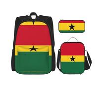 MDATT Zaino con bandiera del Ghana con portapranzo e astuccio da 7,6 cm, zaino kawaii con borsa per il pranzo abbinata