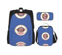 MDATT Zaino con bandiera del Minnesota con portapranzo e astuccio da 7,6 cm, zaino kawaii con borsa per il pranzo abbinata