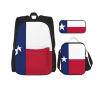 MDATT Zaino con bandiera del Texas con portapranzo e astuccio da 7,6 cm, zaino kawaii con borsa per il pranzo abbinata