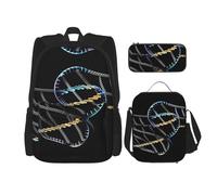 MDATT Zaino con catena DNA per foto, con portapranzo e astuccio da 7,6 cm, zaino Kawaii con borsa per il pranzo abbinata