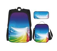 MDATT Zaino con sfondo arcobaleno con portapranzo Anime Zaino per la scuola Bookbag Zaino Set per tre, Nero , Taglia unica, Set di zaini per la scuola