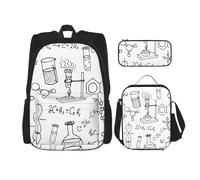 MDATT Zaino con stampa chimica con portapranzo anime, zaino per la scuola, borsa per libri, set per tre, Nero , Taglia unica, Set di zaini per la scuola
