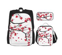 MDATT Zaino giapponese con albero di ciliegio con portapranzo, zaino anime, borsa per la scuola, set per tre, Nero , Taglia unica, Set di zaini per la scuola