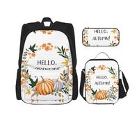 MDATT Zaino Kawaii con portapranzo, set 3 in 1 astuccio abbinato, esplosione esplosiva, rosso e nero, Ciao Autunno, Taglia unica