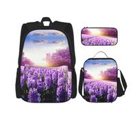 MDATT Zaino Kawaii con portapranzo, set 3 in 1 astuccio abbinato, gelato retrò, Lavanda viola., Taglia unica