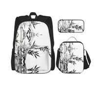 MDATT Zaino Kawaii con portapranzo, set 3 in 1 astuccio abbinato, immagine albero di bambù, calligrafia cinese, Bamboo Tree Immagine Calligrafia Cinese, Taglia unica