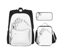 MDATT Zaino Kawaii con portapranzo, set 3 in 1 astuccio abbinato, note musicali volanti botaniche, Note musicali volanti botaniche, Taglia unica