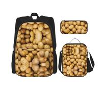 MDATT Zaino Kawaii con portapranzo, set 3 in 1 astuccio abbinato, pastore tedesco, Patate da giardino, Taglia unica