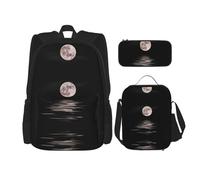 MDATT Zaino Kawaii con portapranzo Set 3 in 1 astuccio per matite Bundle abbinato combo, rose rosa, Paesaggio notturno, Taglia unica