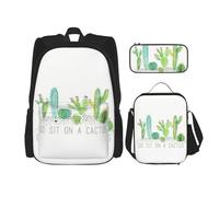 MDATT Zaino Kawaii con portapranzo Set 3 in 1 astuccio per matite Bundle Combo abbinato, simboli musicali amore, Vai a sederti su un cactus, Taglia unica, moderno