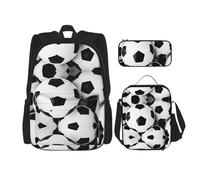 MDATT Zaino Kawaii con portapranzo Set 3 in 1 astuccio per matite Bundle coordinato combinato, giallo girasole floreale, Pallone da calcio, Taglia unica