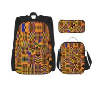 MDATT Zaino Kawaii con portapranzo Set 3 in 1 astuccio per matite Bundle coordinato Combo, bandiera americana cervo, Tessitura africana, Taglia unica