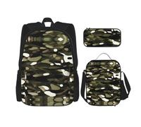 MDATT Zaino mimetico astratto con portapranzo e astuccio da 7,6 cm, zaini Kawaii con borsa per il pranzo abbinata combinata