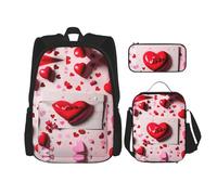 MDATT Zaino per San Valentino con portapranzo e astuccio da 7,6 cm, zaini Kawaii con borsa per il pranzo abbinata