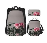 MDATT Zaino rosa rosa con portapranzo e astuccio da 7,6 cm, zaino Kawaii con borsa per il pranzo abbinata