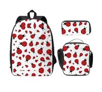 MDATT Zaino versatile a forma di coccinella, con borsa portapranzo, astuccio leggero, da viaggio, per tutti i giorni, Nero , Taglia unica, Organizer per borse