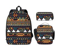 MDATT Zaino versatile con motivo etnico africano con borsa per il pranzo, astuccio per matite, attrezzatura da viaggio leggera per tutti i giorni, Nero , Taglia unica, Organizer per borse